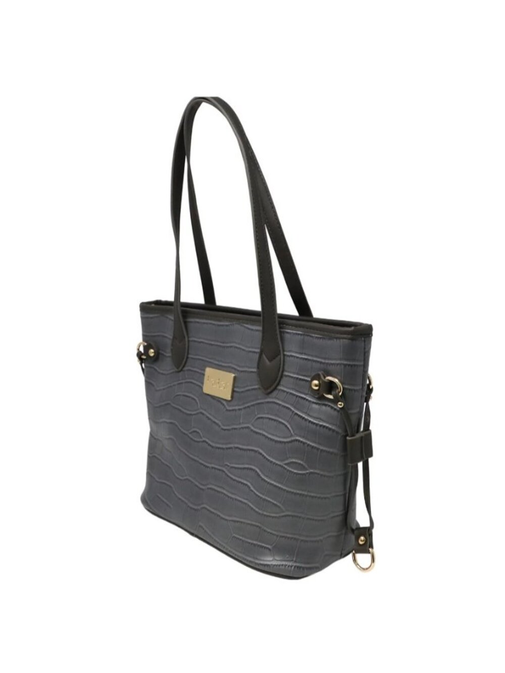 Bebe Grey Blue Micca Crocodile Small Tote Bag NWT - Picture 3 of 8